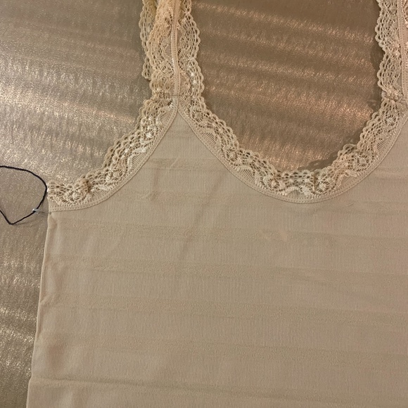 Tan Lace Trimmed T/Shirt - Picture 2 of 2